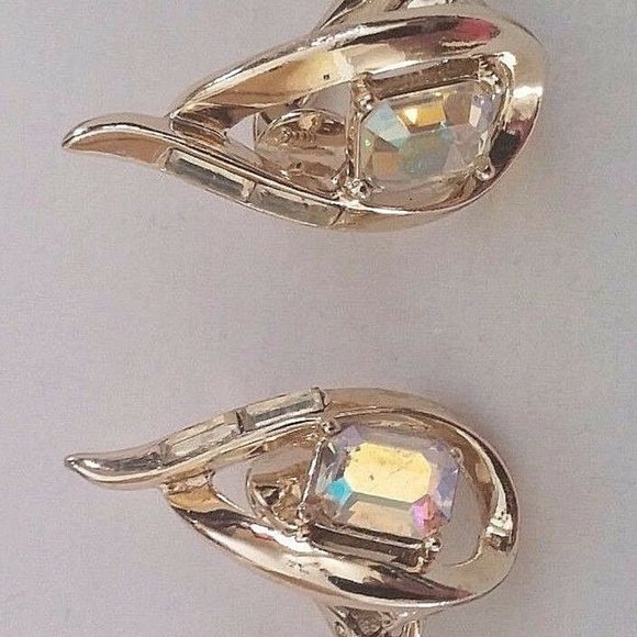 VTG CORO Borealis AB Rhinestone Set Clip Earrings - Picture 2 of 3